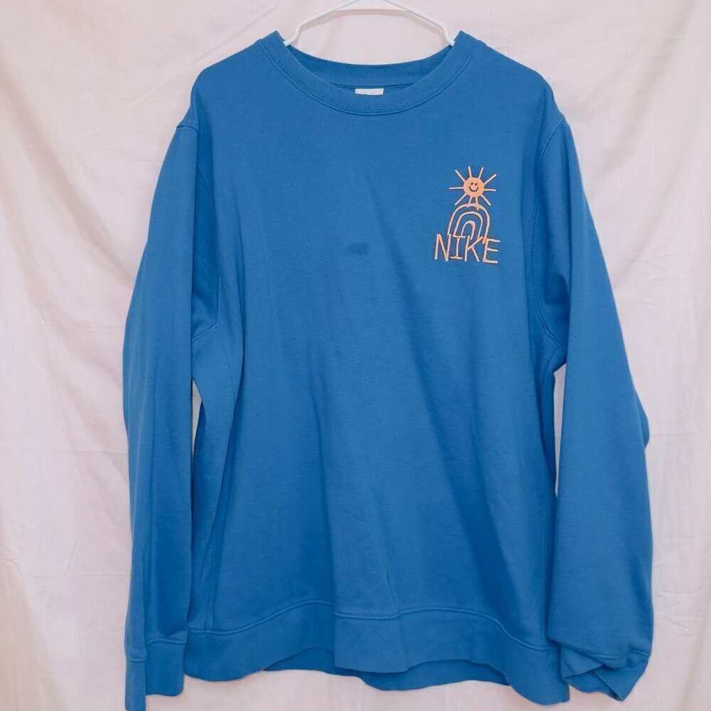Men's Nike blue long sleeve super soft fleece crew neck sweatshirt size XL